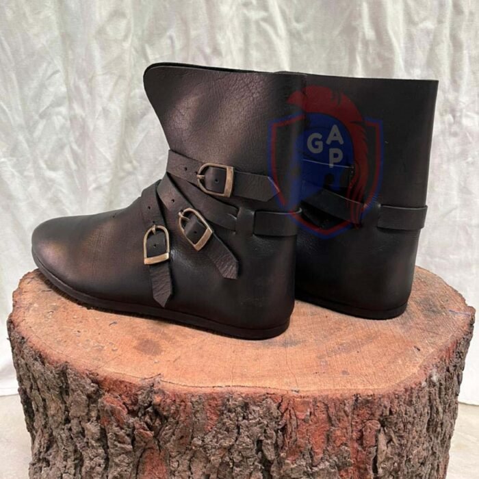 Medieval Leather Boot with Buckles