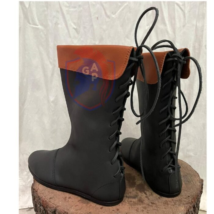 Medieval Leather Boots Lace-up