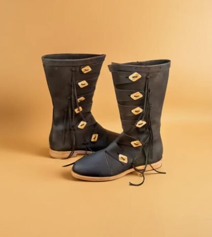 JARL viking high boots with antler buttons